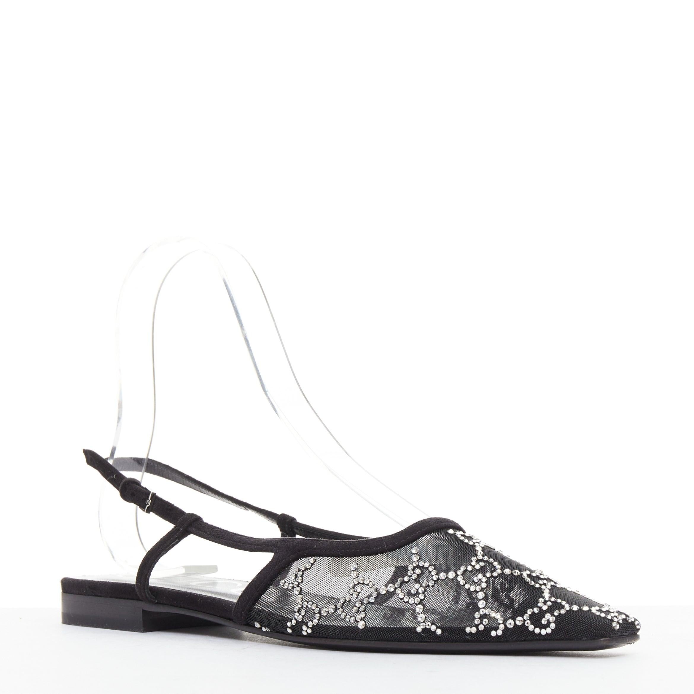 GUCCI Demi negro ante ribete monograma cristal malla mules EU37 Negro en venta