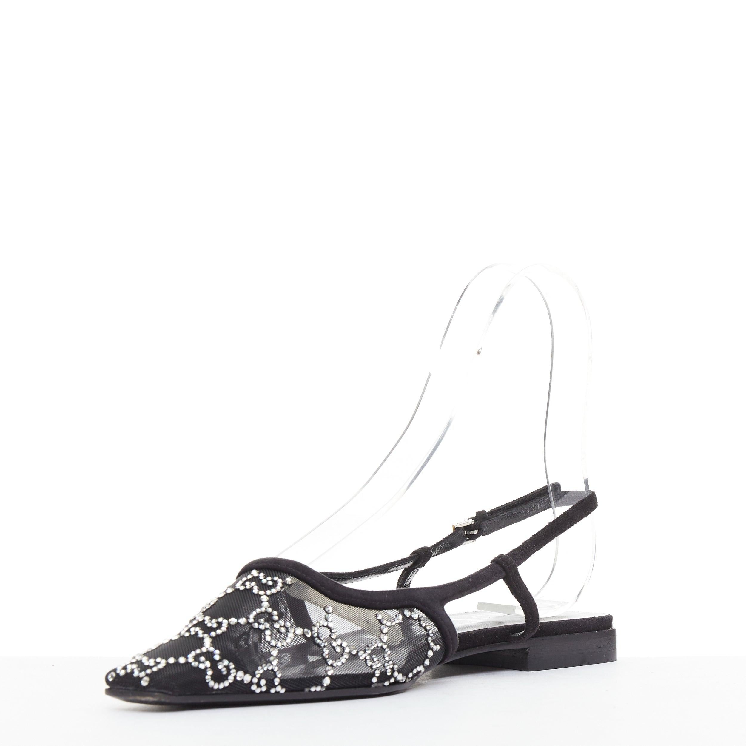 GUCCI Demi negro ante ribete monograma cristal malla mules EU37 en Bueno estado para la venta en Hong Kong, NT
