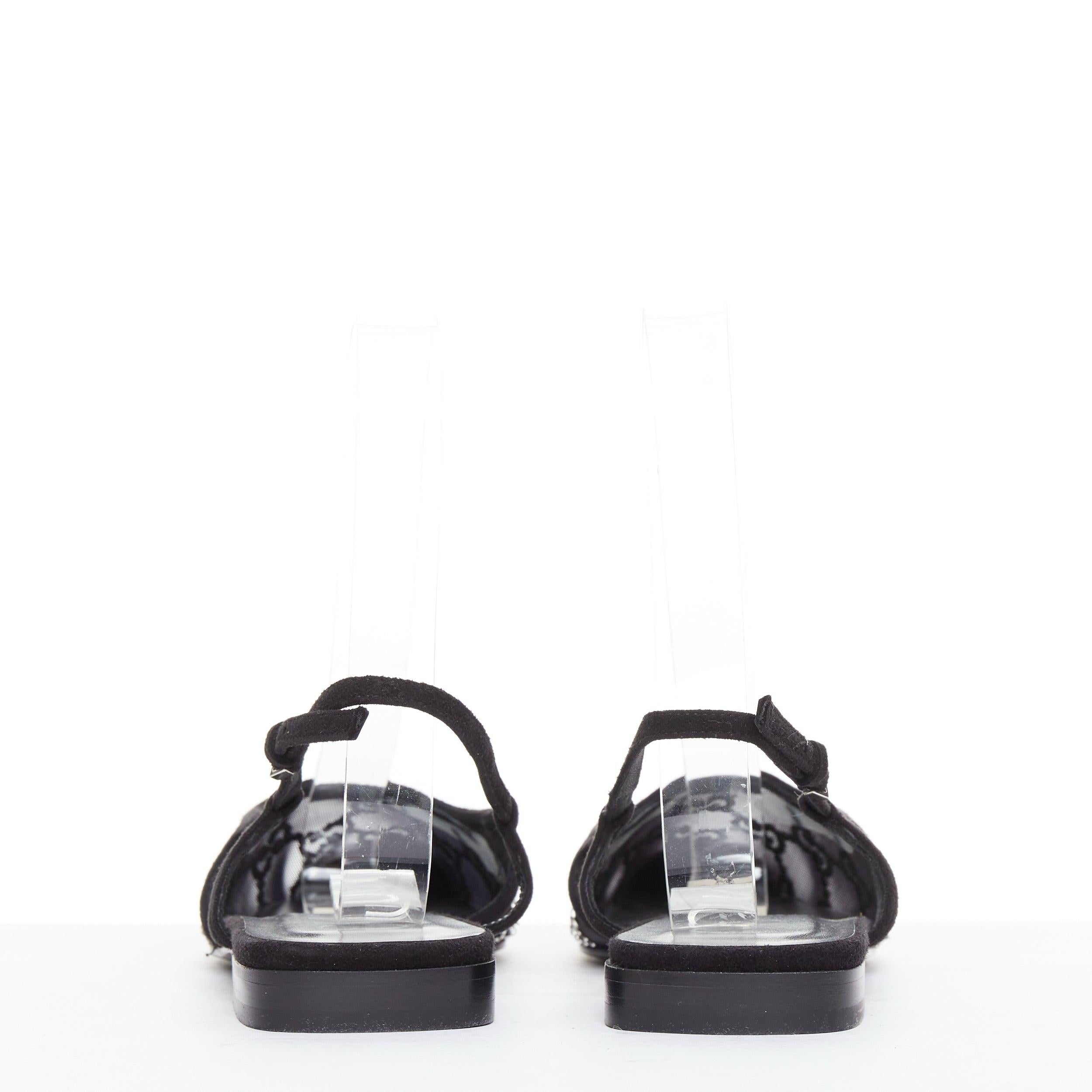 De las mujeres GUCCI Demi negro ante ribete monograma cristal malla mules EU37 en venta