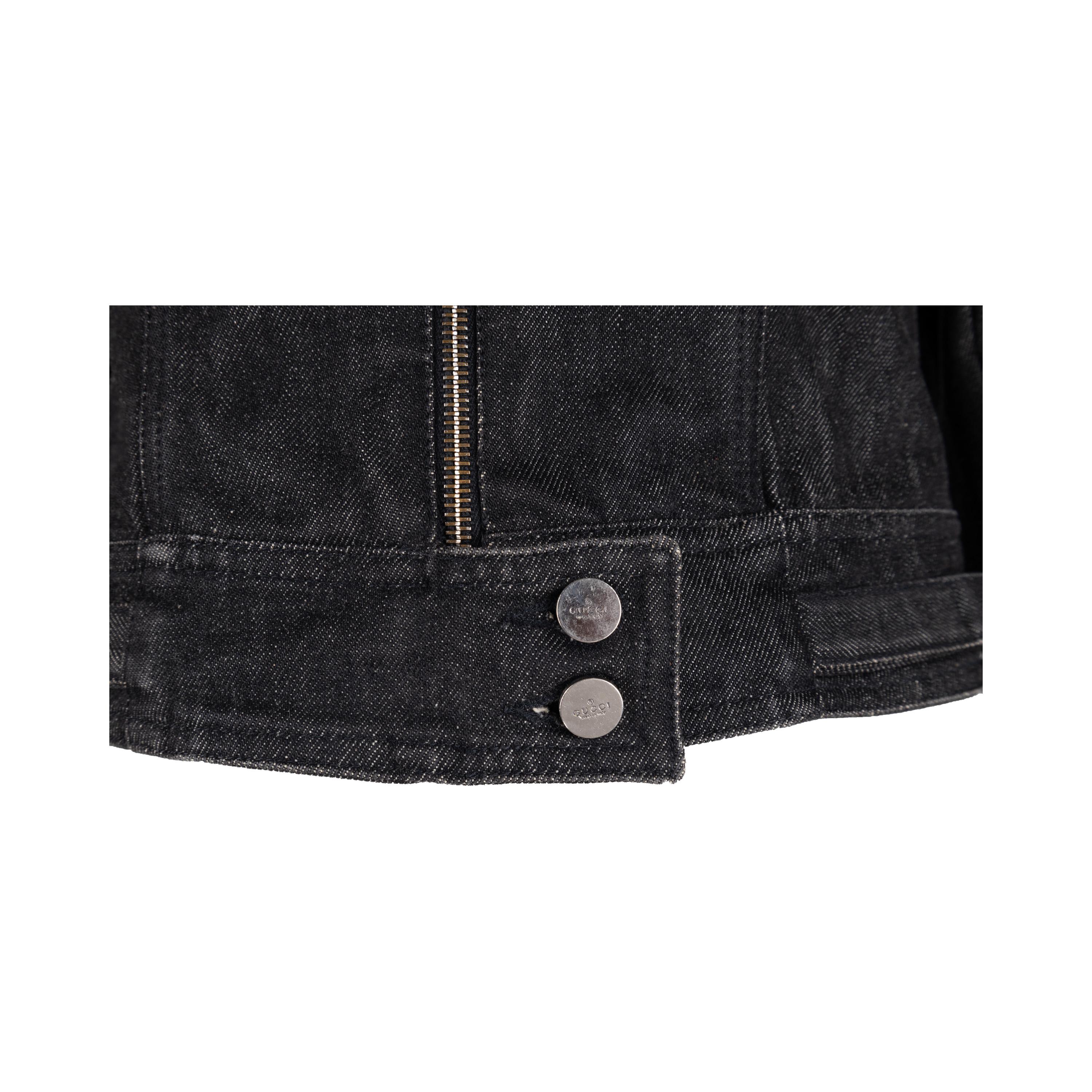Women's Gucci Denim Biker Jacket For Sale