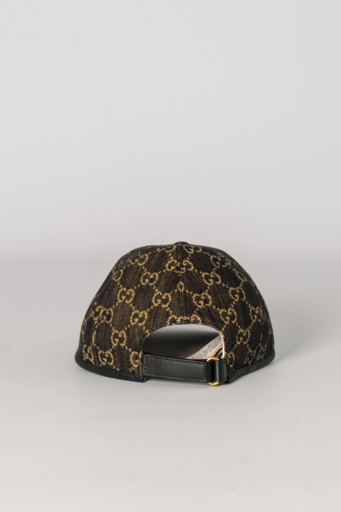 Women's Gucci Denim Black GG Monogram Oscar Baseball Cap M For Sale