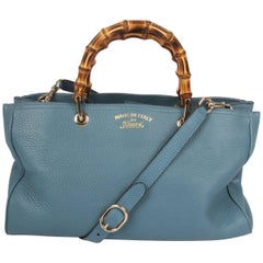 Gucci denim blue Bamboo Shopper Tote Bag Medium