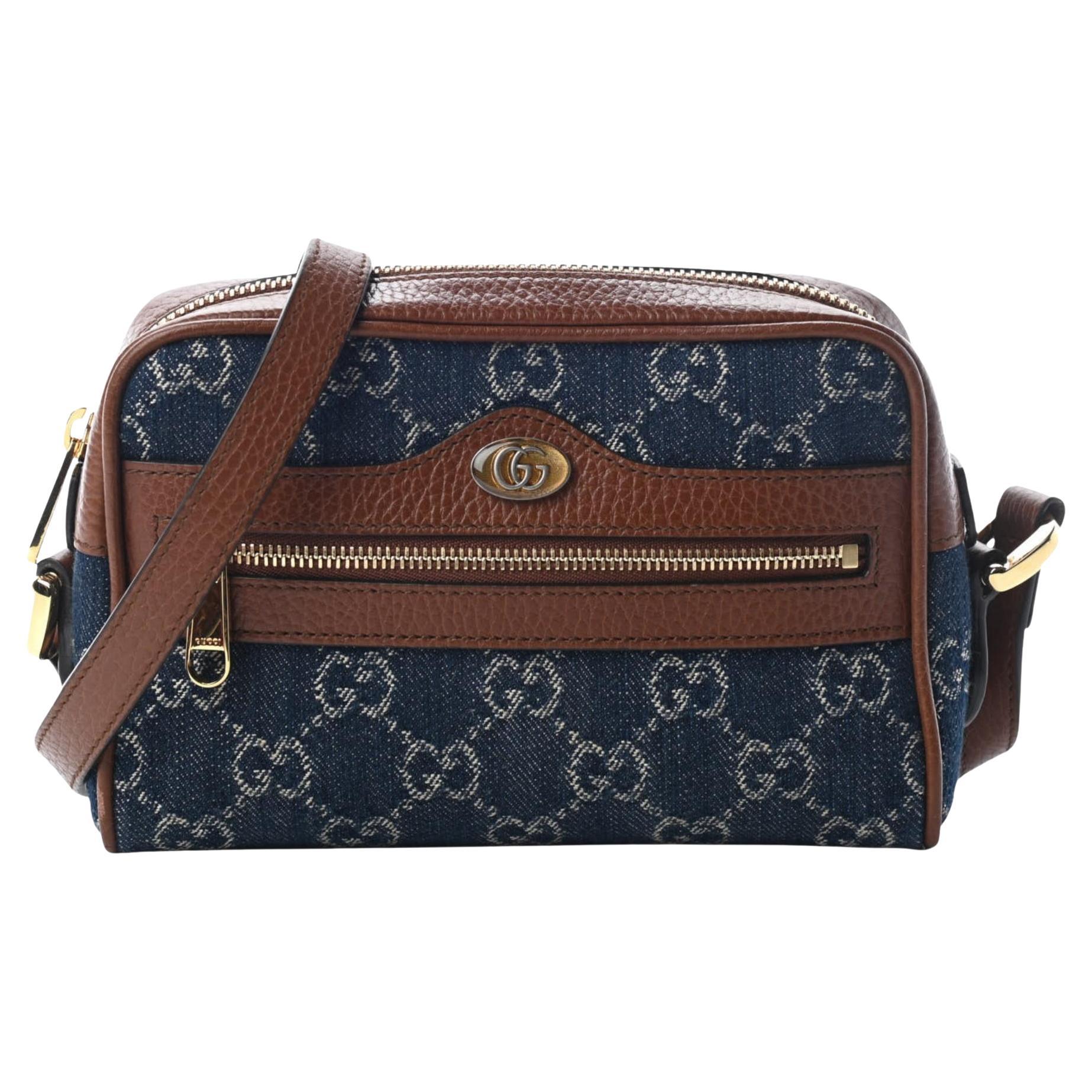 Gucci Denim Blue GG Monogram Mini Ophidia Shoulder Bag (517350) For Sale