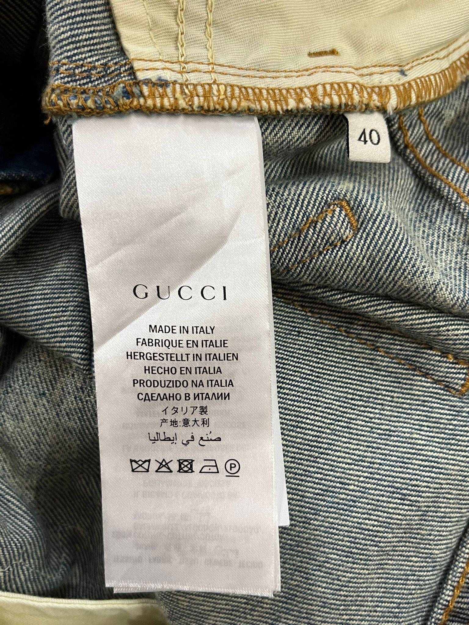 Gucci Denim Cotton Embroidered Skirt For Sale 3