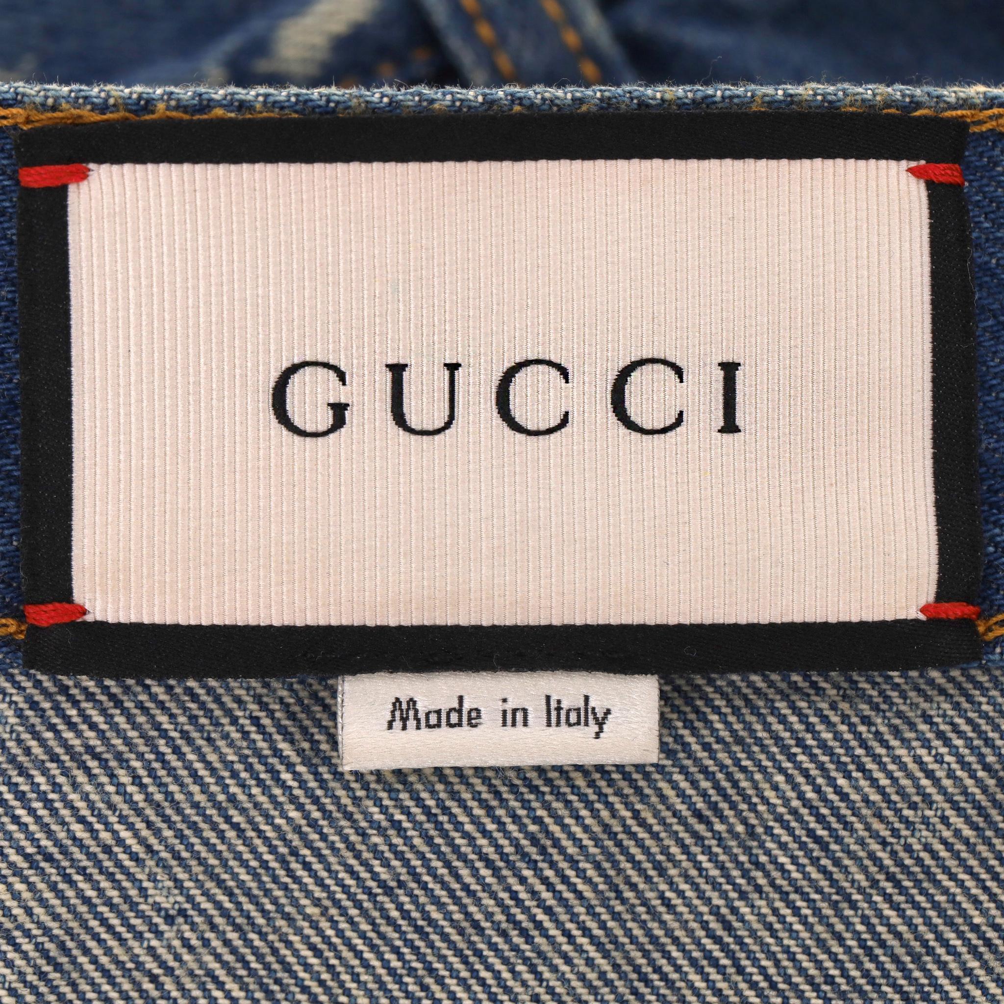 Falda Gucci Denim Algodón Bordada en venta 4