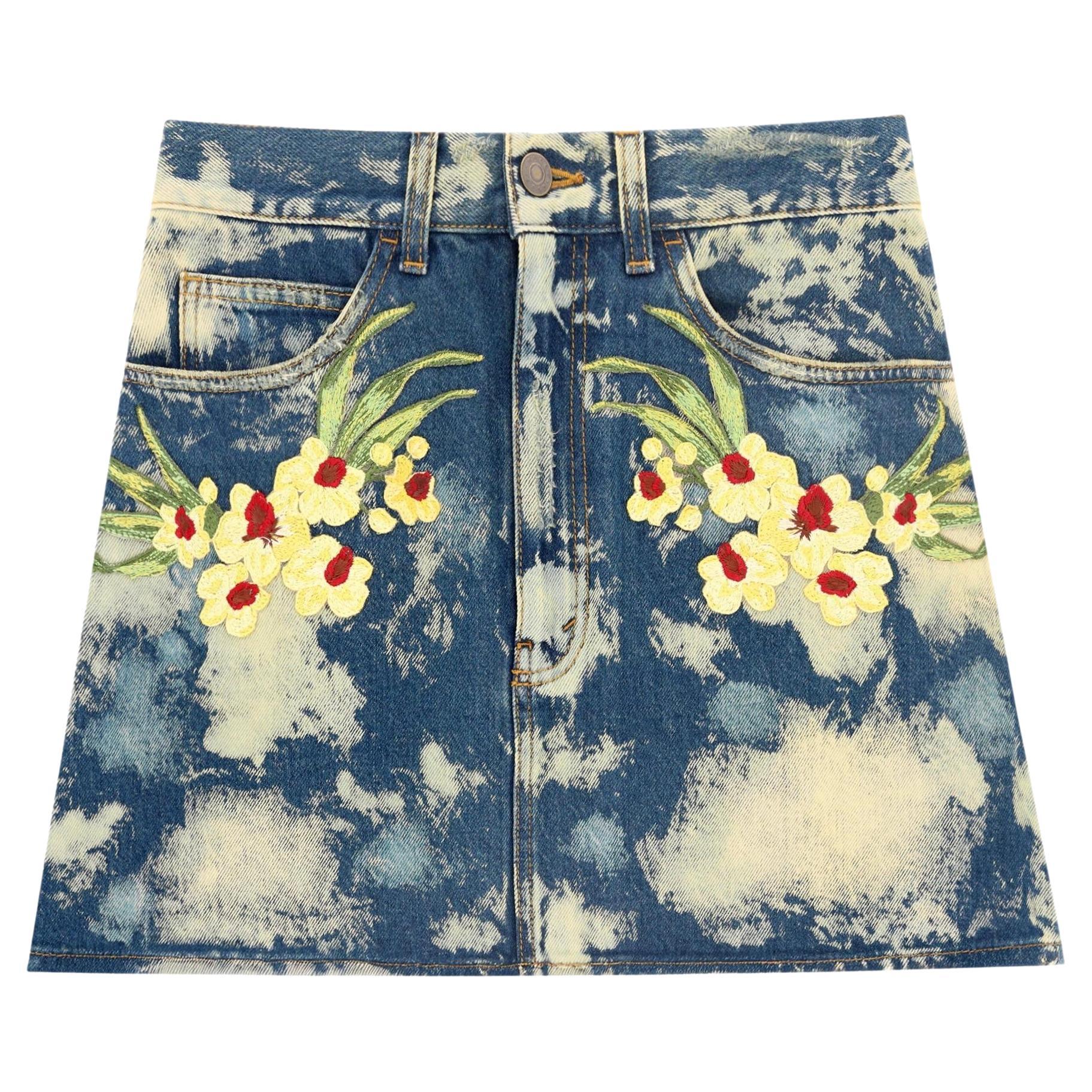 Falda Gucci Denim Algodón Bordada en venta