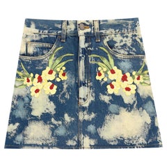 Falda Gucci Denim Algodón Bordada