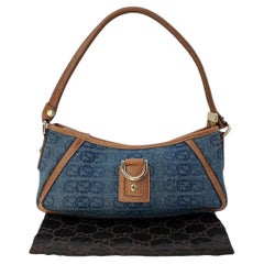 Used Gucci Denim D Ring Abbey Pochette Bag