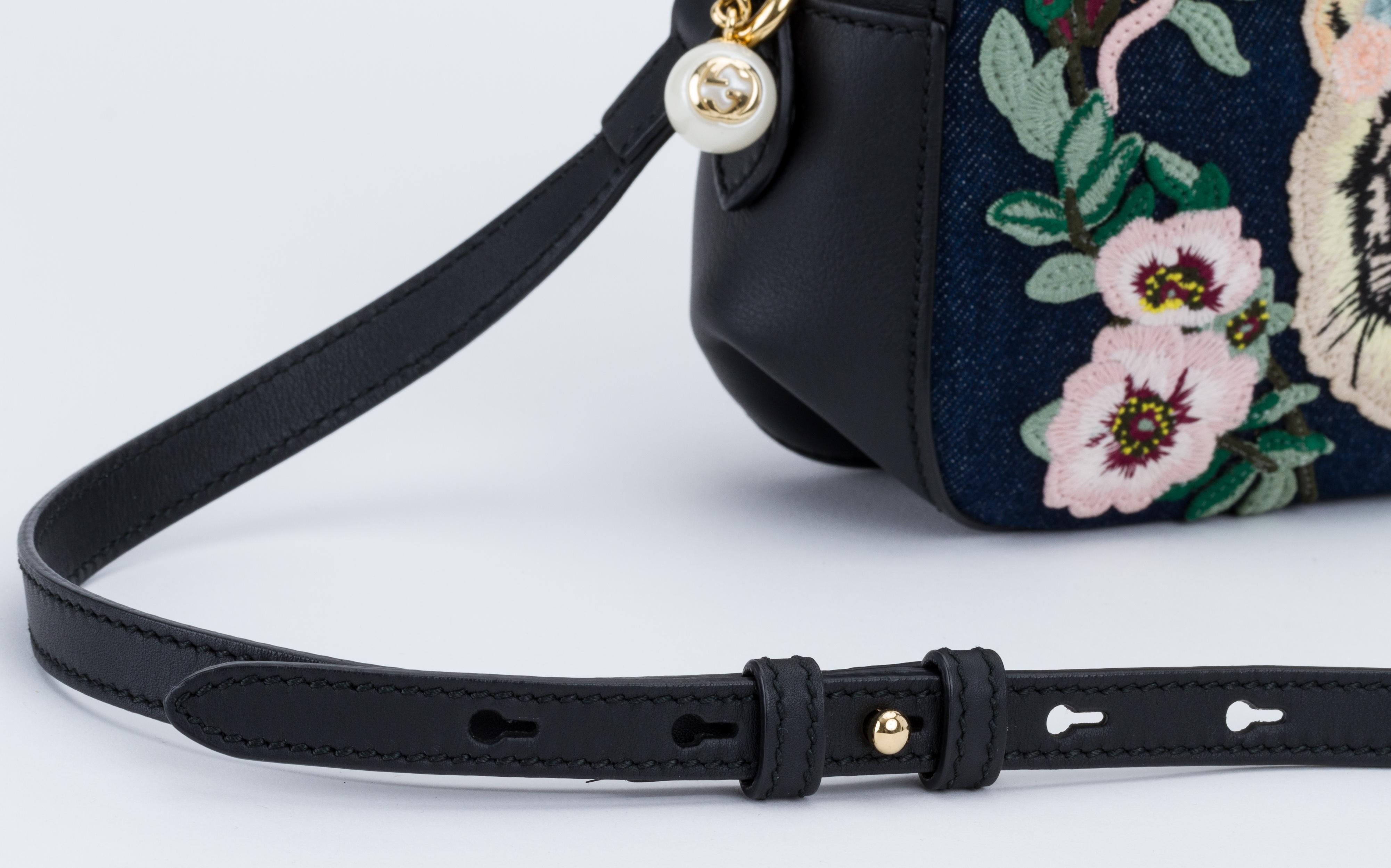 Gucci Denim Embroidered Crossbody Bag 2