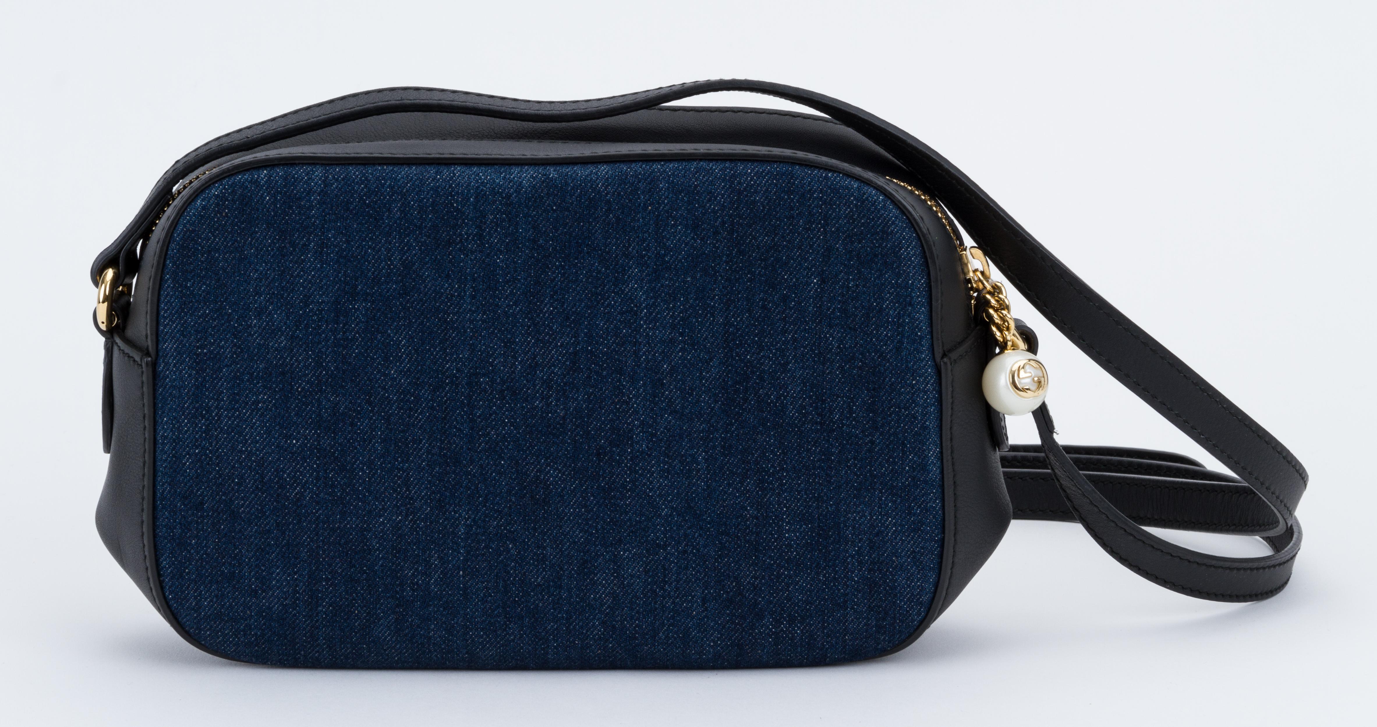 Bestickte Crossbody-Tasche aus Denim von Gucci Damen
