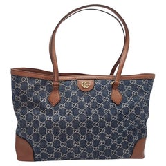 Gucci Denim GG Monogram Medium Ophidia Shopping Tote