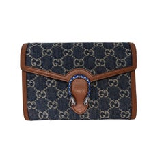 Gucci Denim GG Monogram Mini Dionysus Chain Wallet Blue