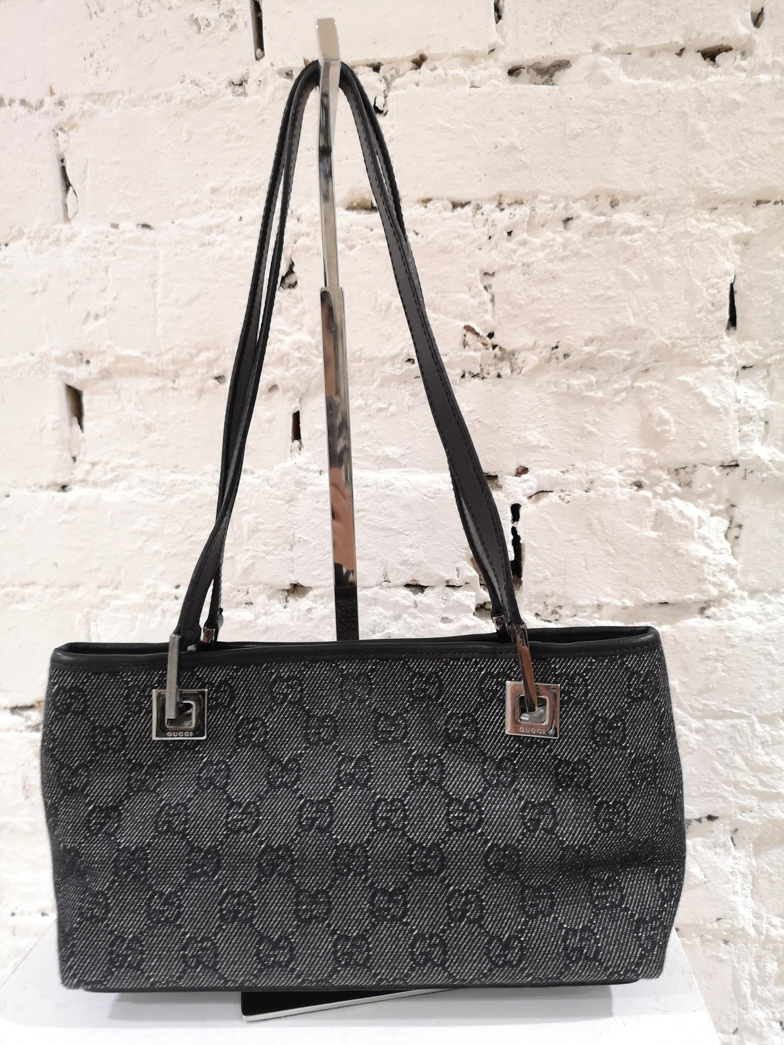 Black Gucci Denim Monogram Shoulder Bag