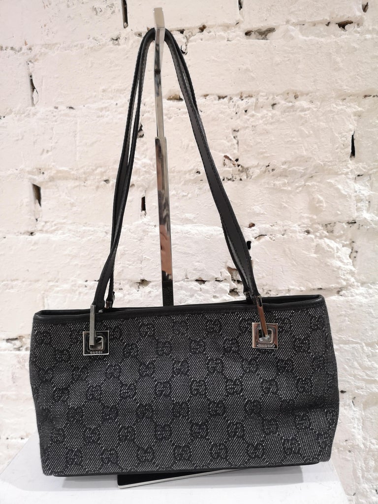 Gucci Denim Monogram Shoulder Bag at 1stDibs