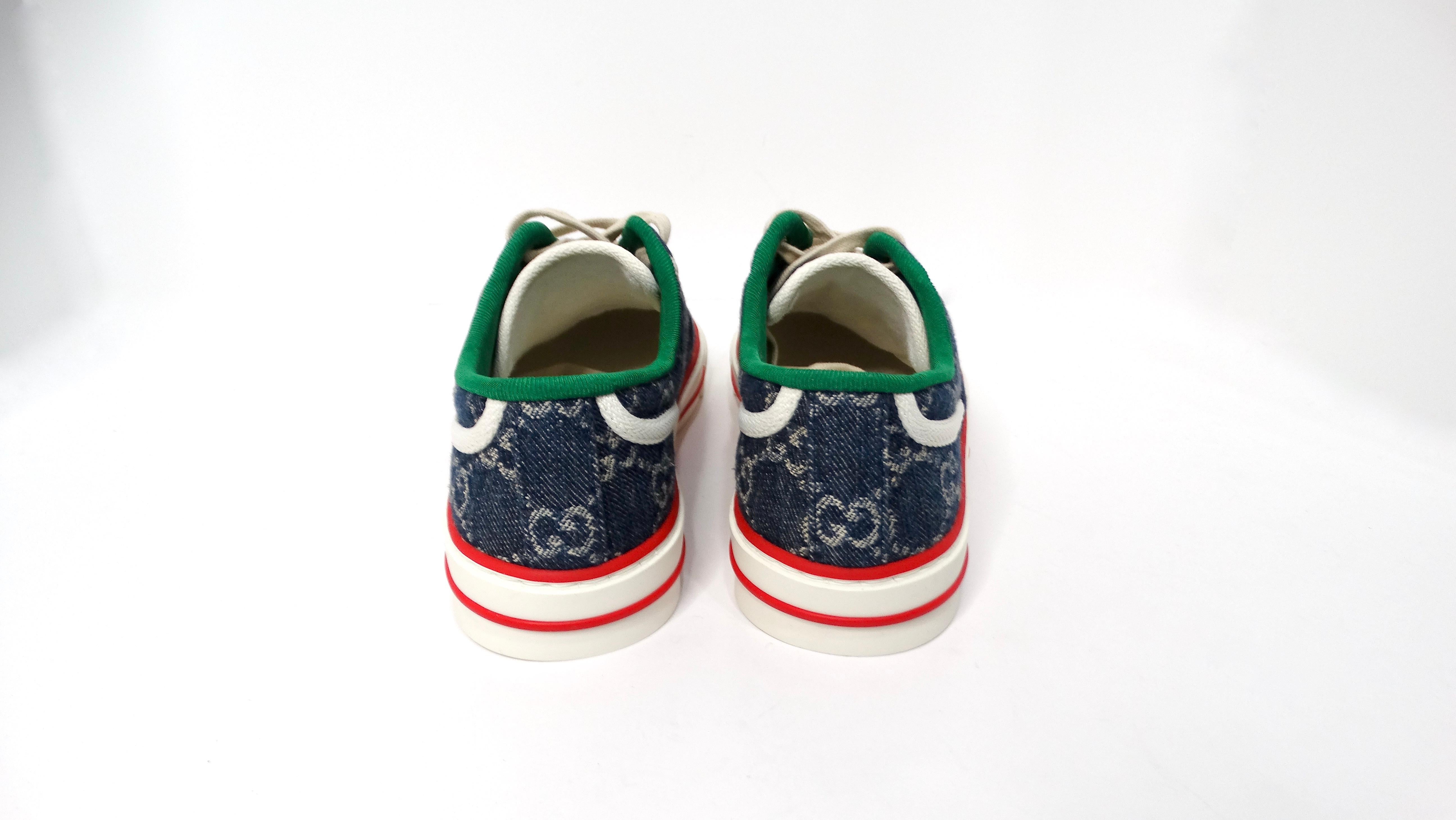 Gucci Denim Monogram Web 1977 Tennis Blue Sneakers For Sale 2