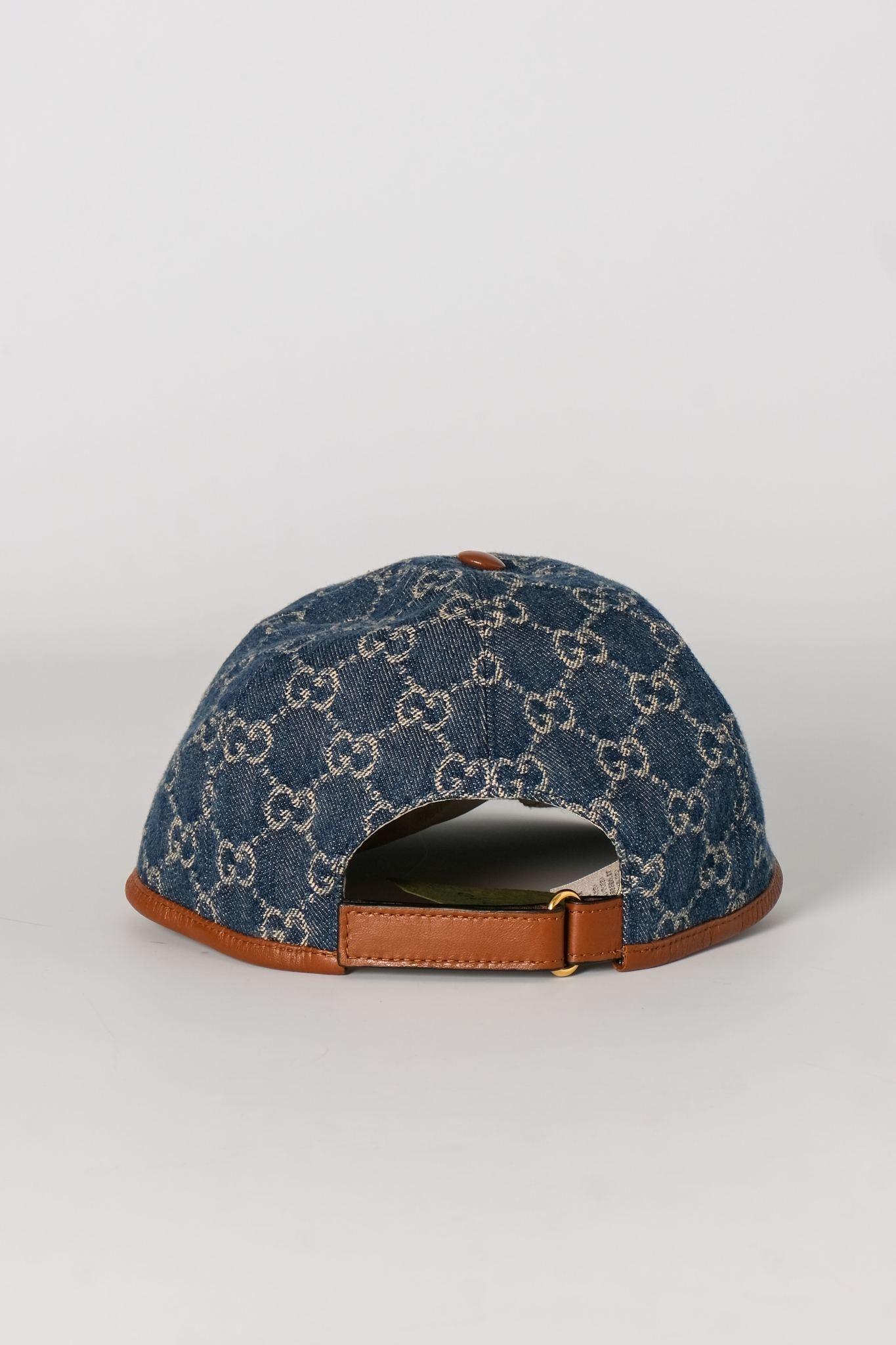 Gucci Denim Navy GG Monogram Baseball Cap In New Condition For Sale In Montreal, Quebec