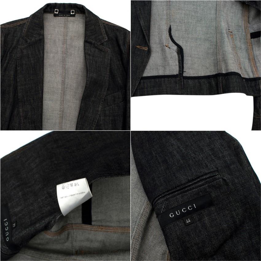Black Gucci Denim Tailored Jacket & Heart Cut-Out Jeans - Size Jeans 40, Blazer 44 For Sale
