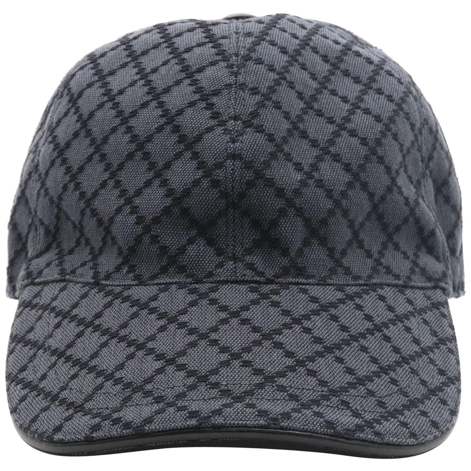 Gucci Diamante Gray / Black  Men's Baseball Hat XL