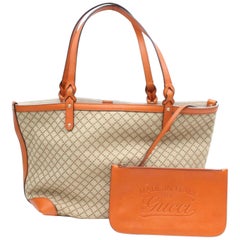 Gucci Diamante Monogram Shopper Tote with Pouch 868909 Orange Canvas Shoulder Ba