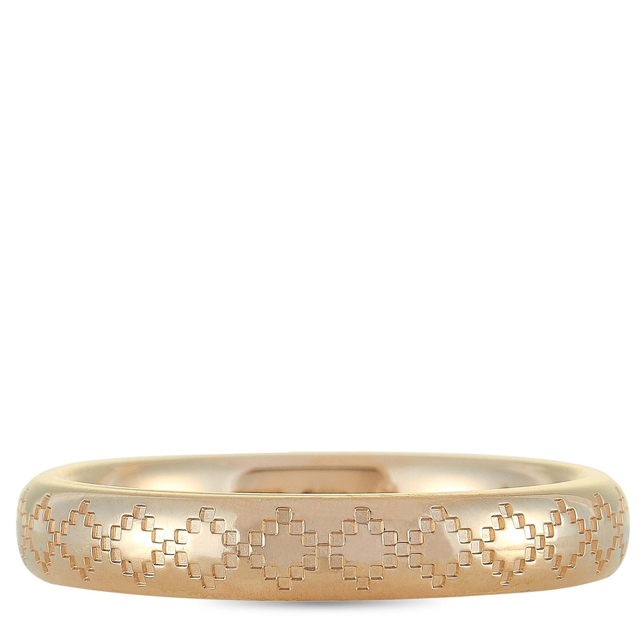 Women's or Men's Gucci Diamantissima 18 Karat Rose Gold Thin Band Ring