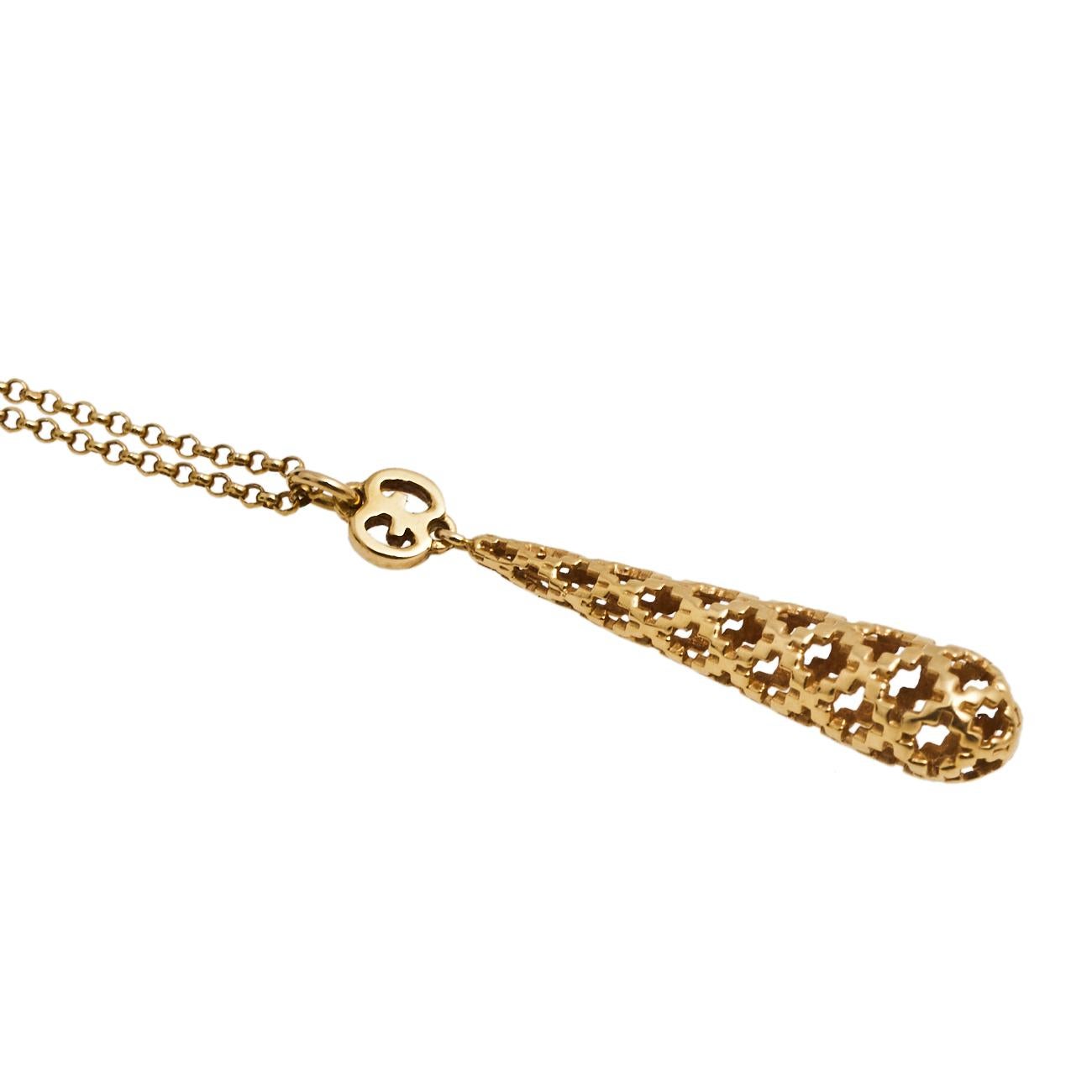 Contemporary Gucci Diamantissima 18K Yellow Gold Pendant Necklace