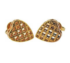 Gucci Diamantissima Gold Heart Stud Earrings