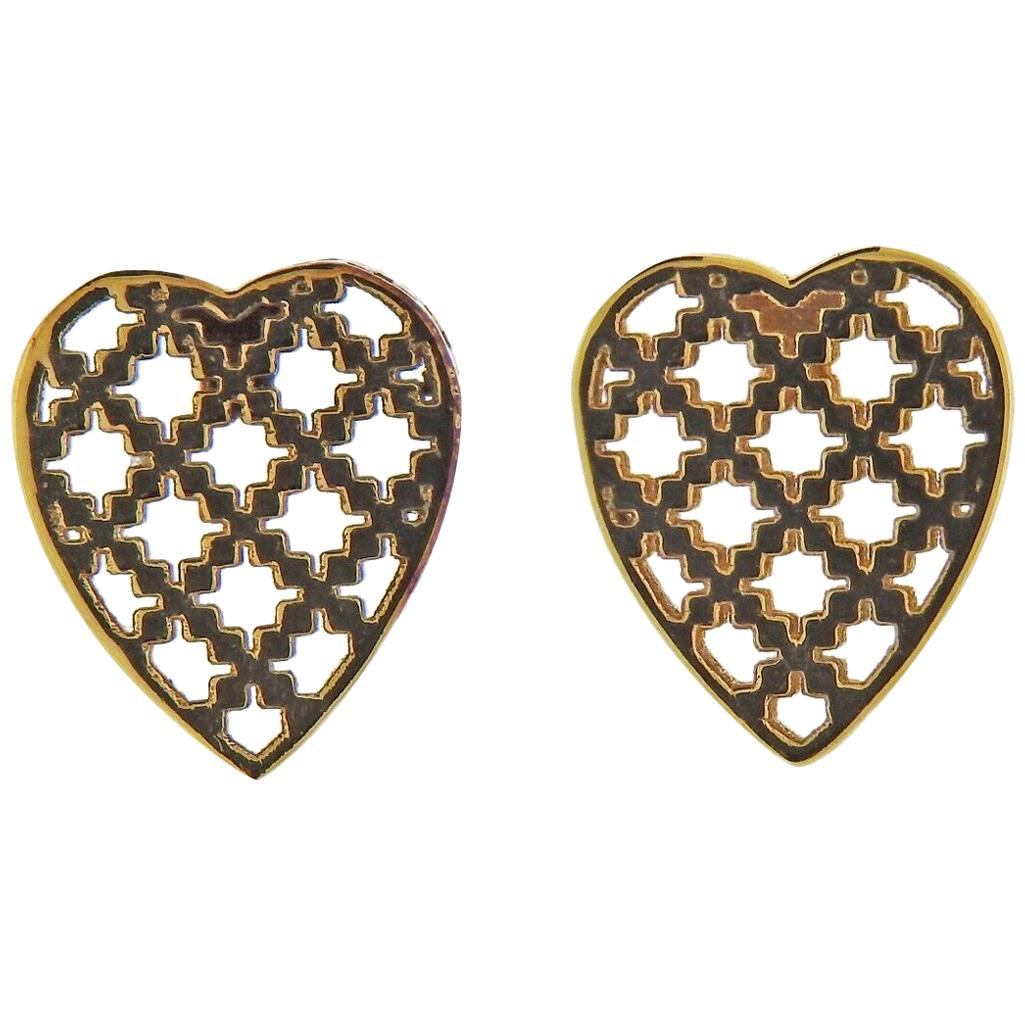 Gucci Diamantissima Gold Heart Stud Earrings