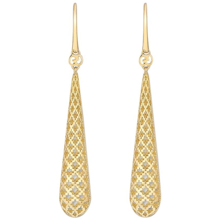 Gucci Diamantissima Yellow Gold Drop Earrings YBD298161001 For Sale at ...