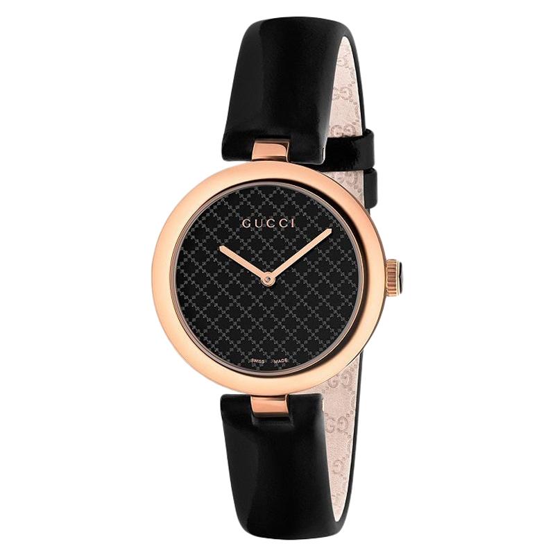 Gucci Diamatissima Black Lacquered Dial Ladies Watch YA141401 For Sale at  1stDibs | gucci ya141401, gold gucci watch, gucci 9000m price