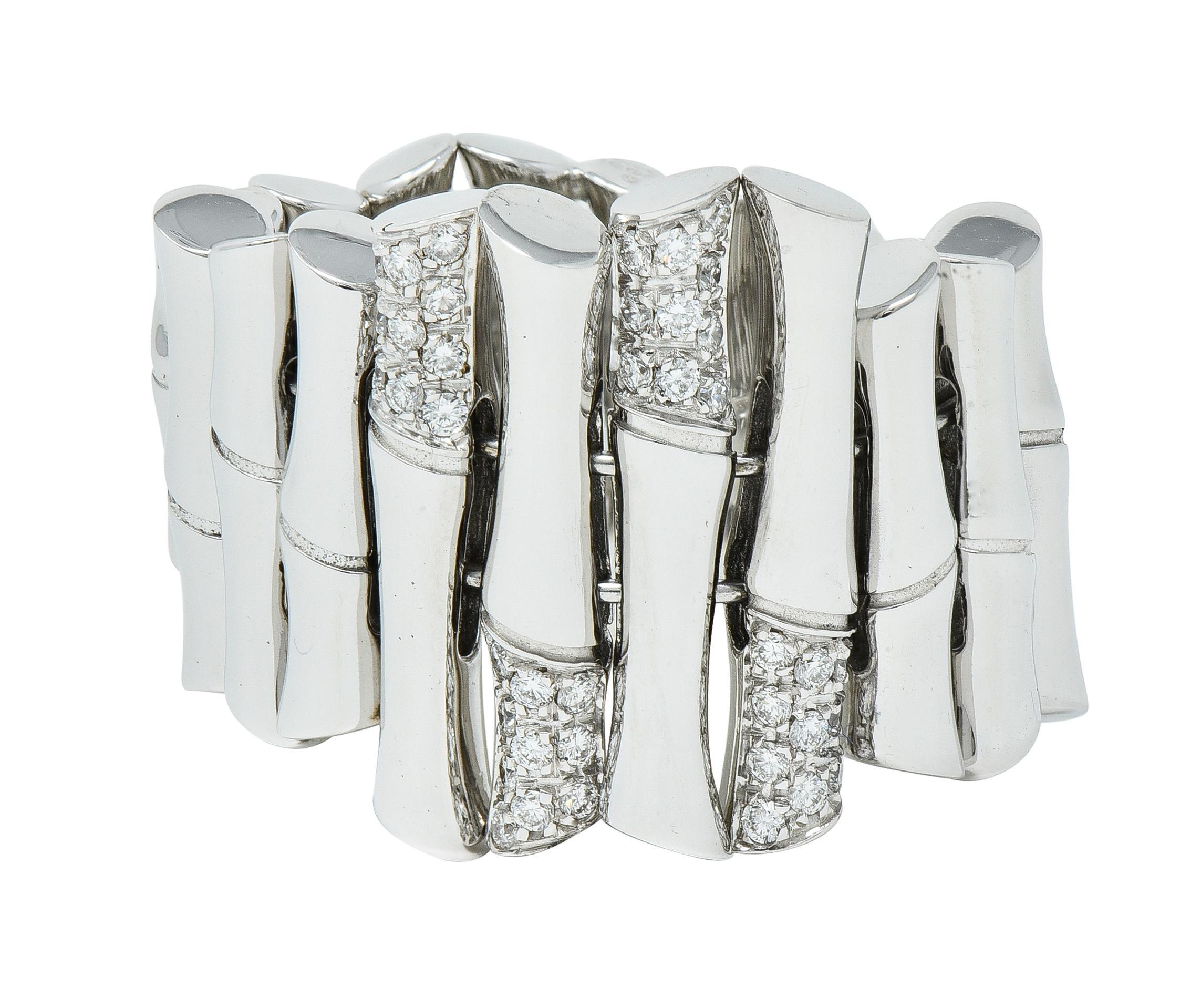 Breiter Statement-Ring von Gucci aus 18 Karat Weißgold mit Diamanten und Bambus im Angebot 4