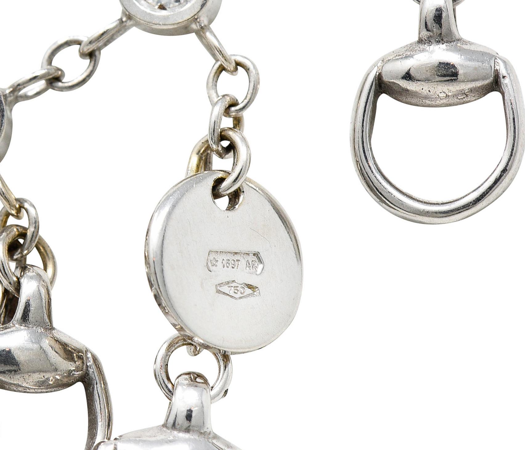 Gucci Diamond 18 Karat White Gold Horsebit Fringe Necklace 1