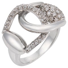 Gucci diamond 18k white gold Horsebit ring