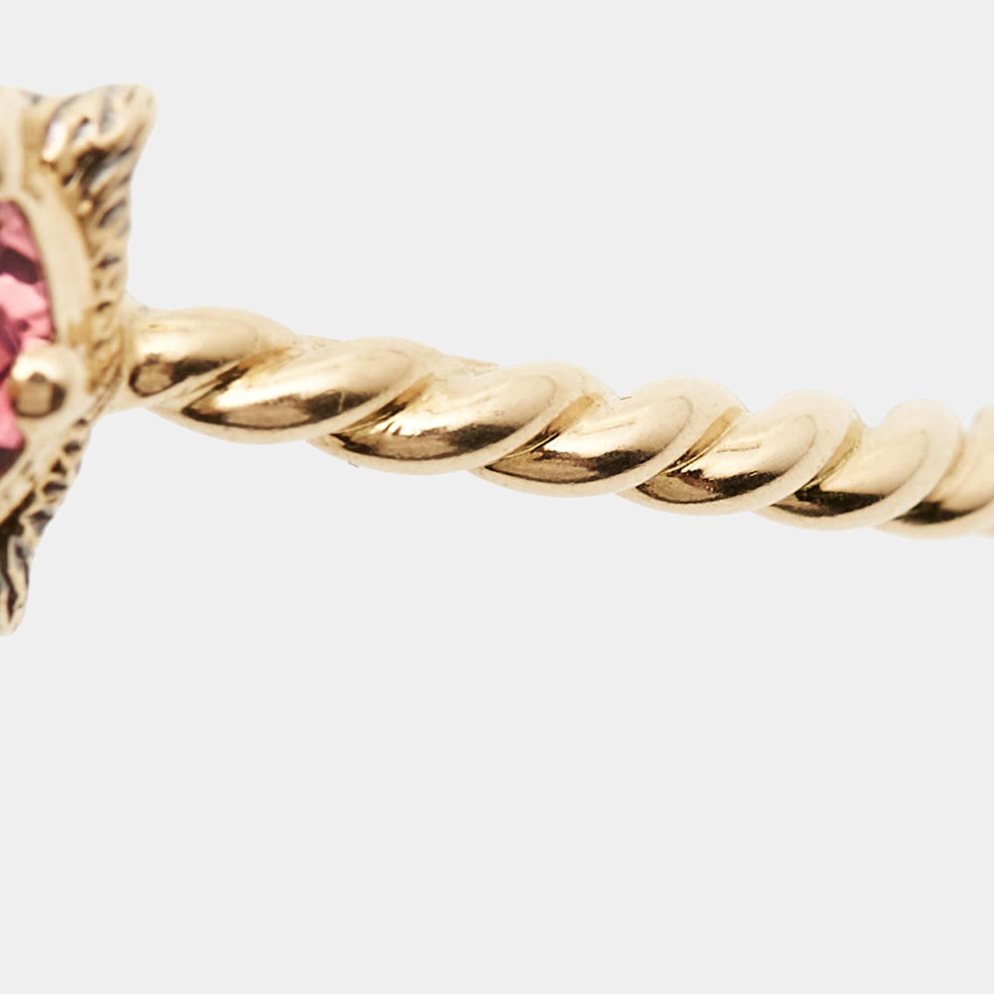 Women's Gucci Diamond Aquamarine Pink Tourmaline 18K Yellow Gold Cuff Bracelet 16