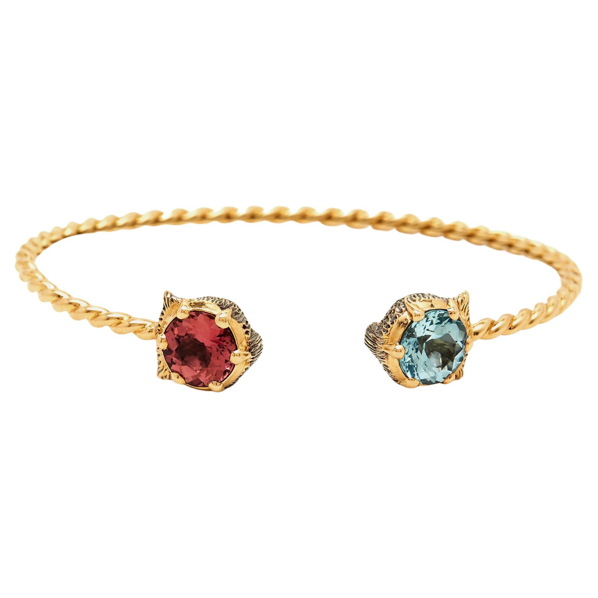 Pink Tourmaline Cuff Bracelet - Diamond Gold Bracelet - Natural Rubellite  Tourmaline Bracelet - Gemstone Gold Cuff Bangle - High Jewelry
