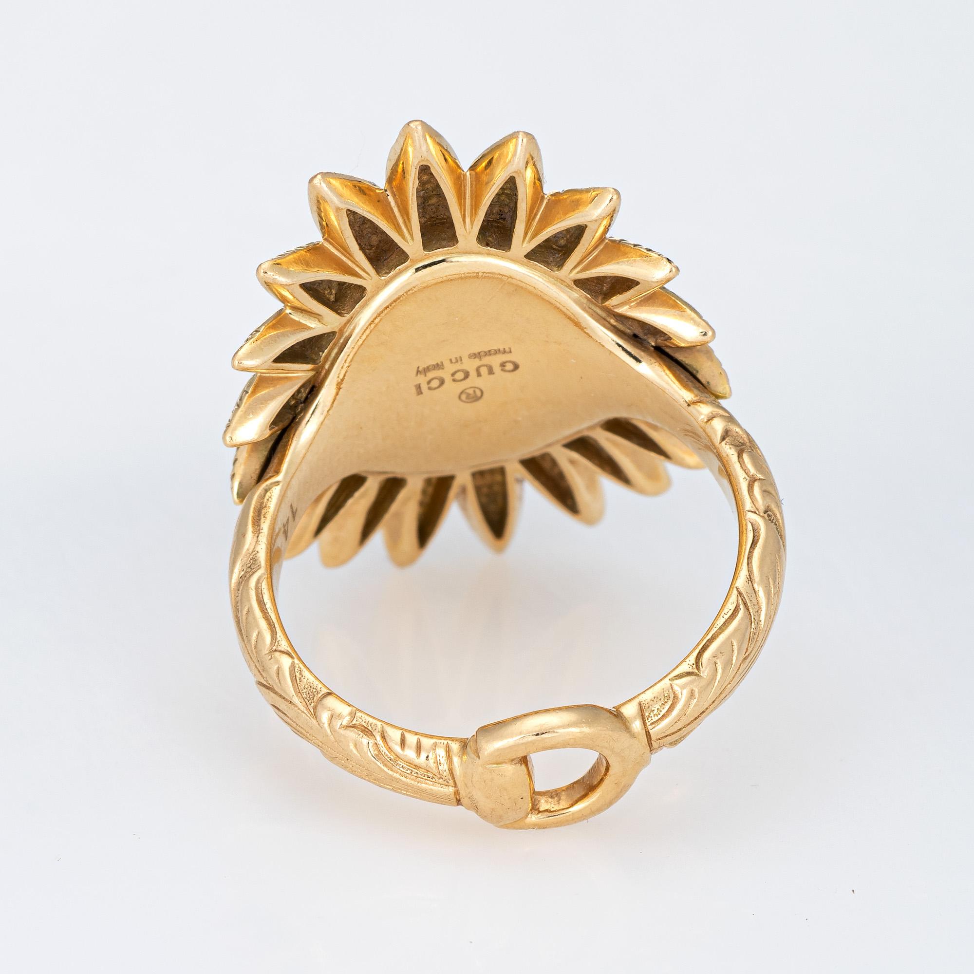 Contemporary Gucci Diamond Bee Ring Estate 18k Yellow Gold Silver Horsebit Jewelry