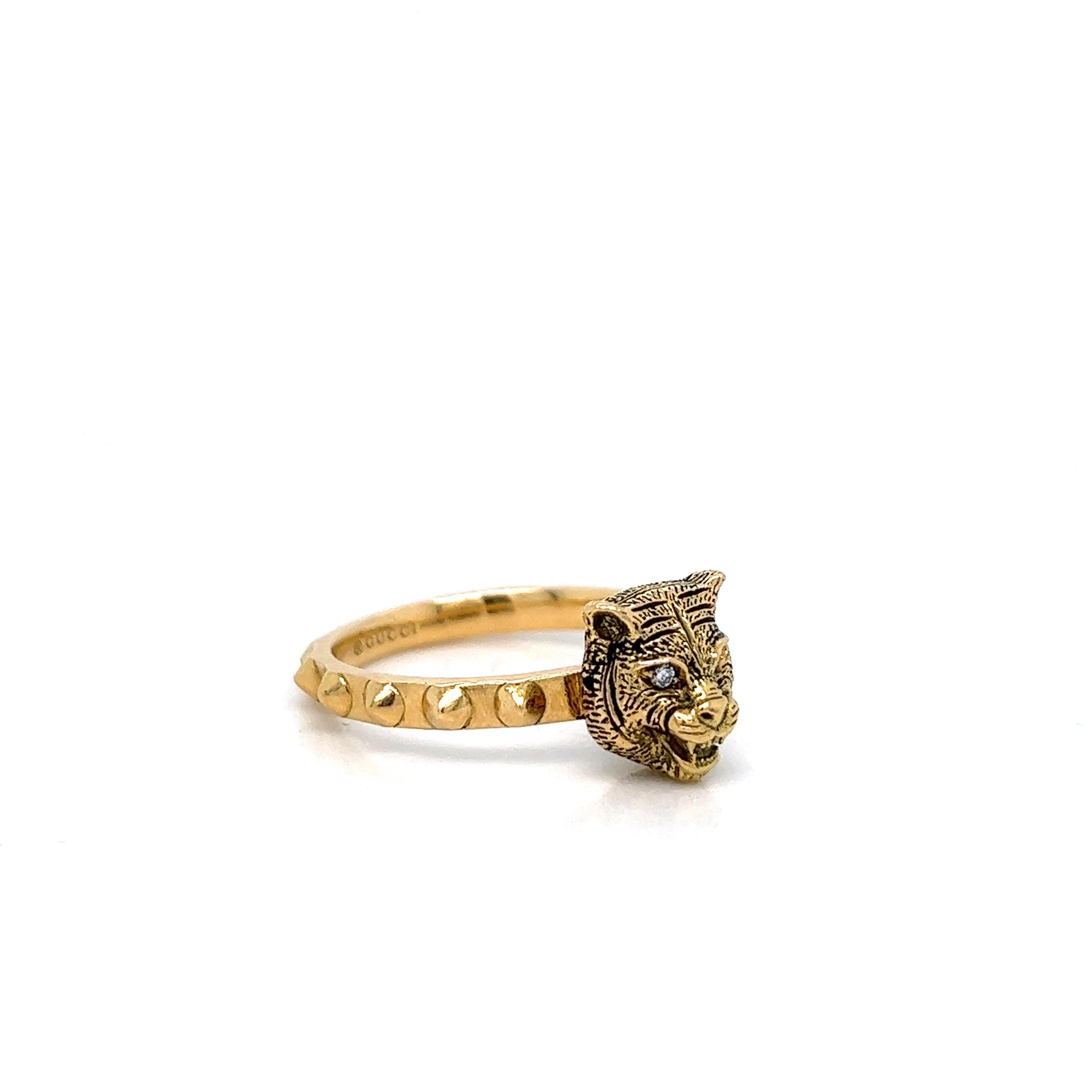 Diamant-Feline-Goldring von Gucci (Rundschliff) im Angebot