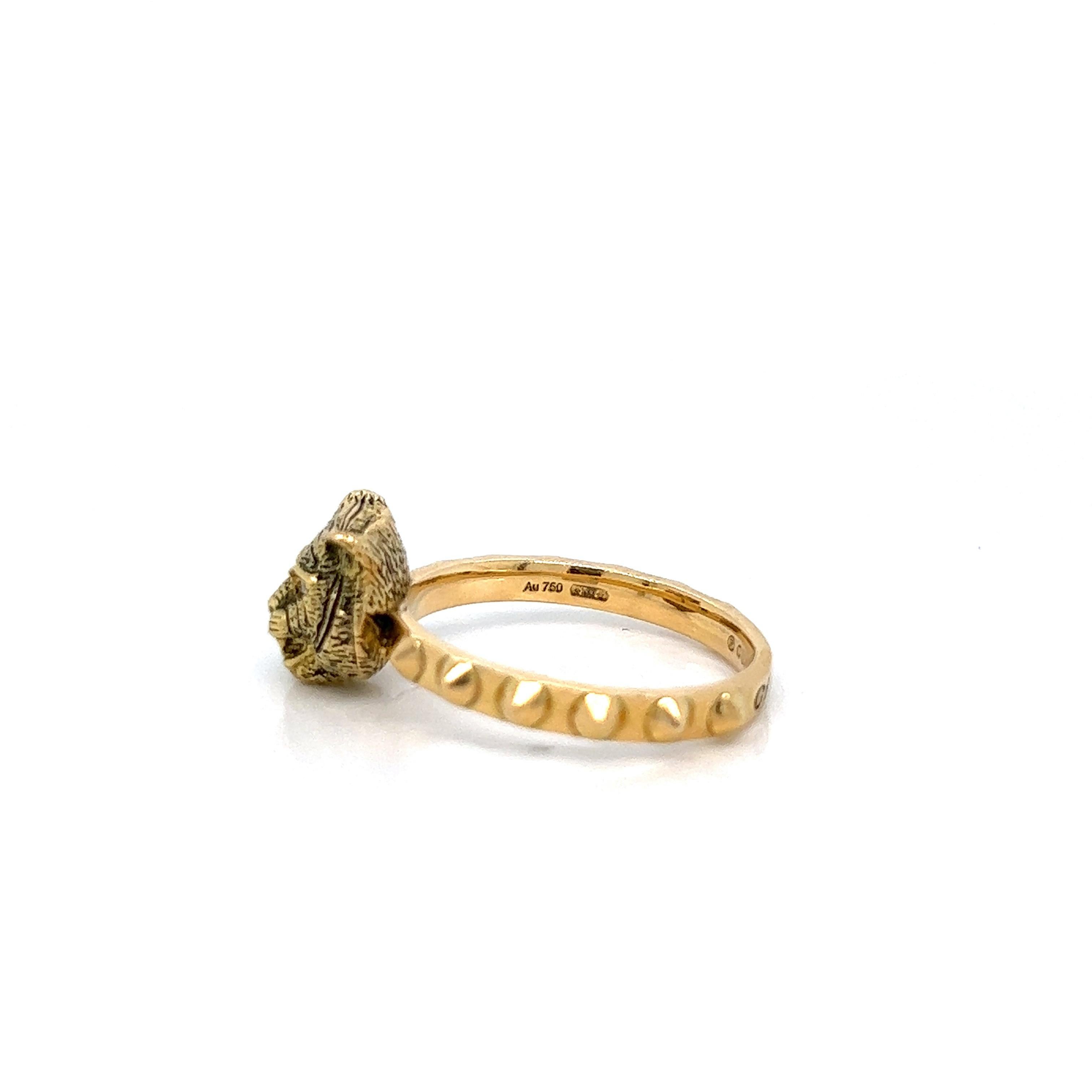 Round Cut Gucci Diamond Feline Gold Ring For Sale