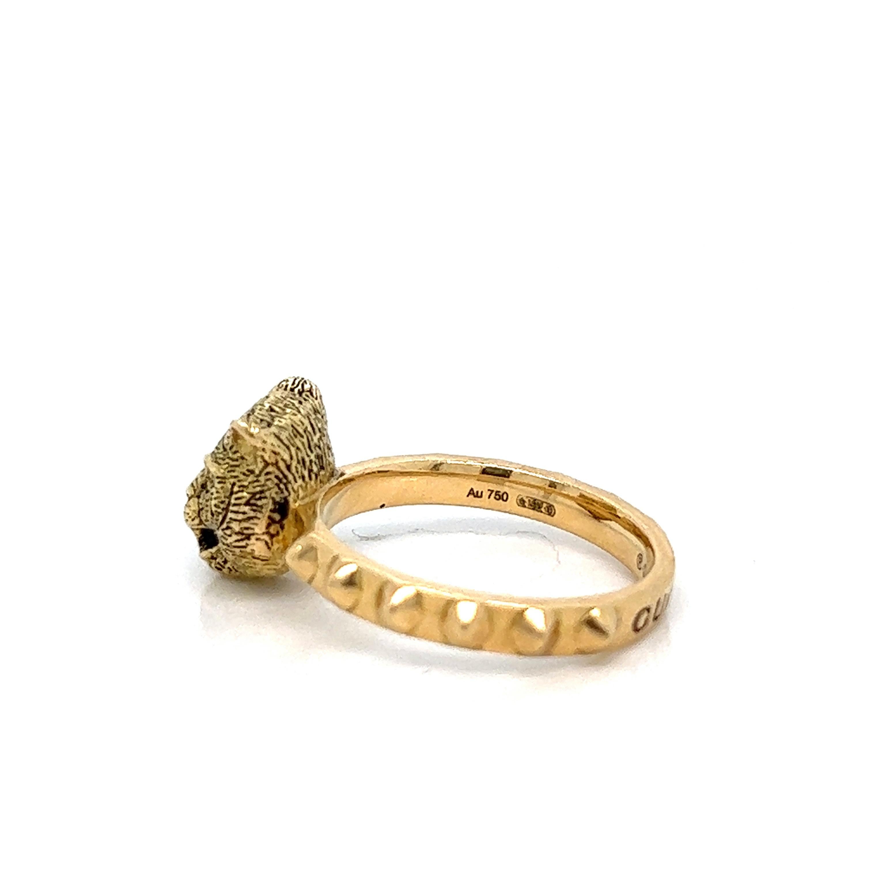 Round Cut Gucci Diamond Feline Gold Ring