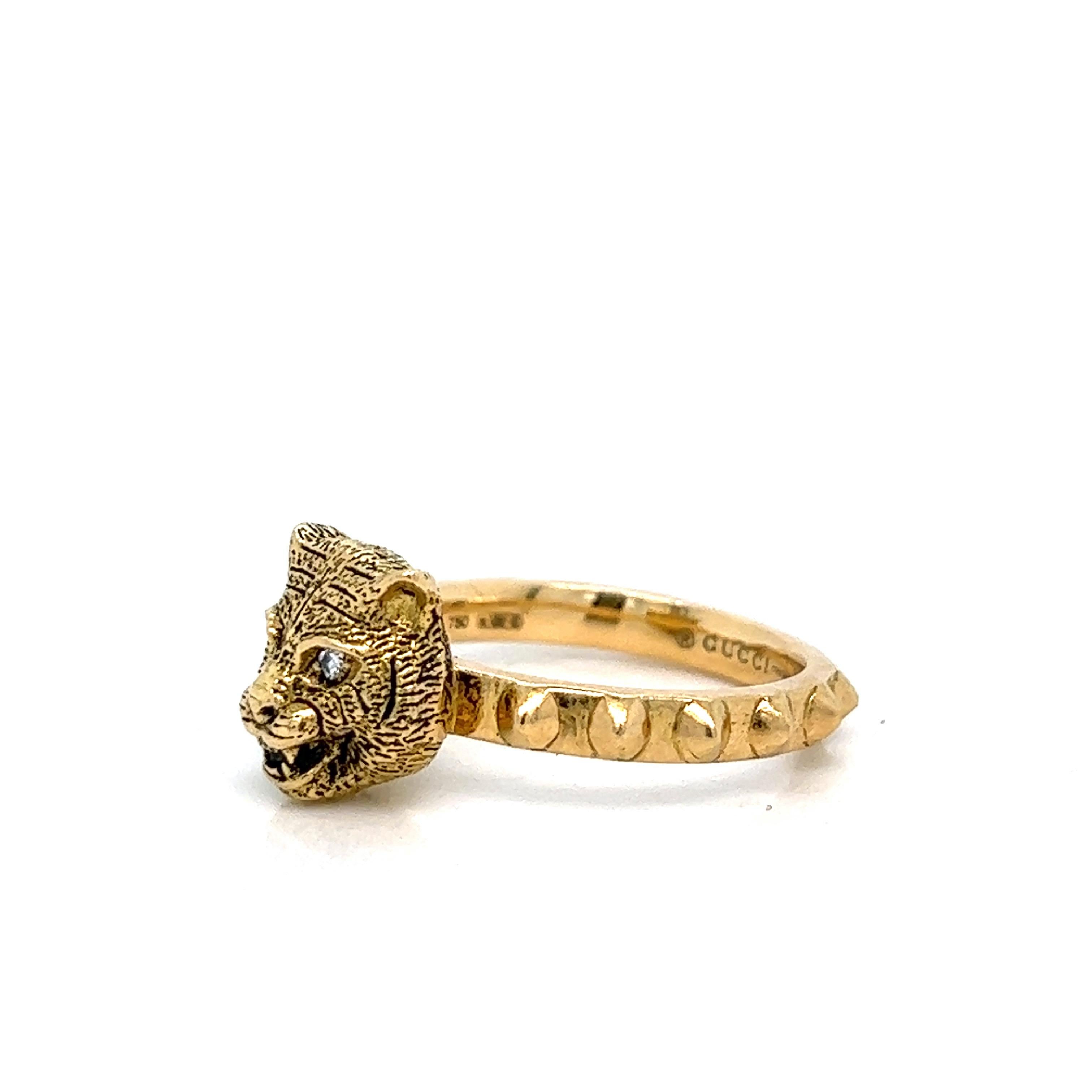 Gucci Diamond Feline Gold Ring In Excellent Condition In New York, NY