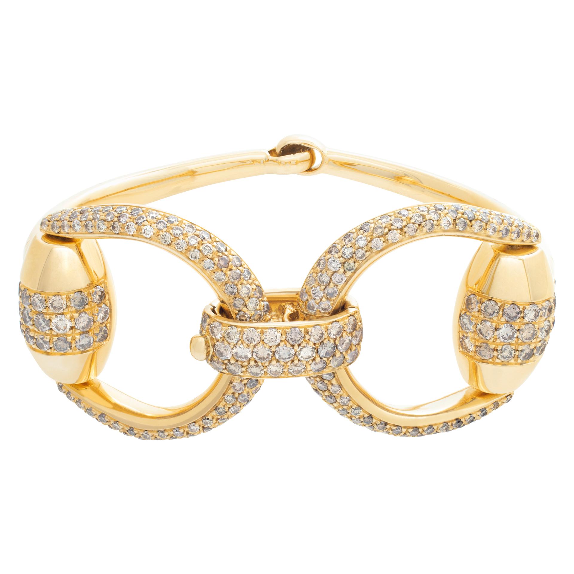 Gucci Diamond Horsebit Bracelet in 18k Yellow Gold In Excellent Condition In Surfside, FL
