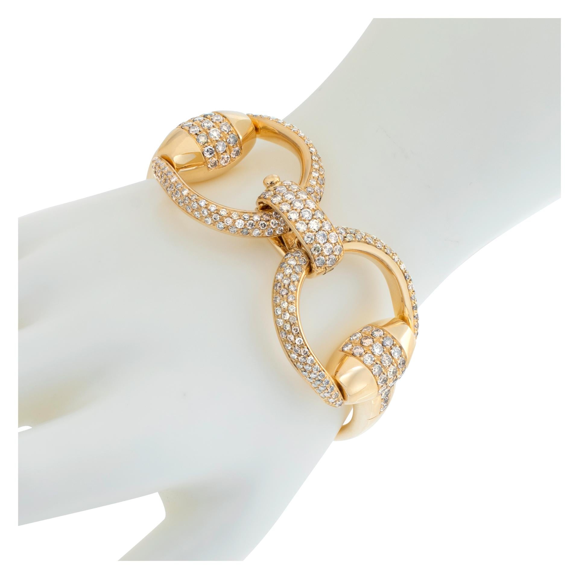 Women's Gucci Diamond Horsebit Bracelet in 18k Yellow Gold