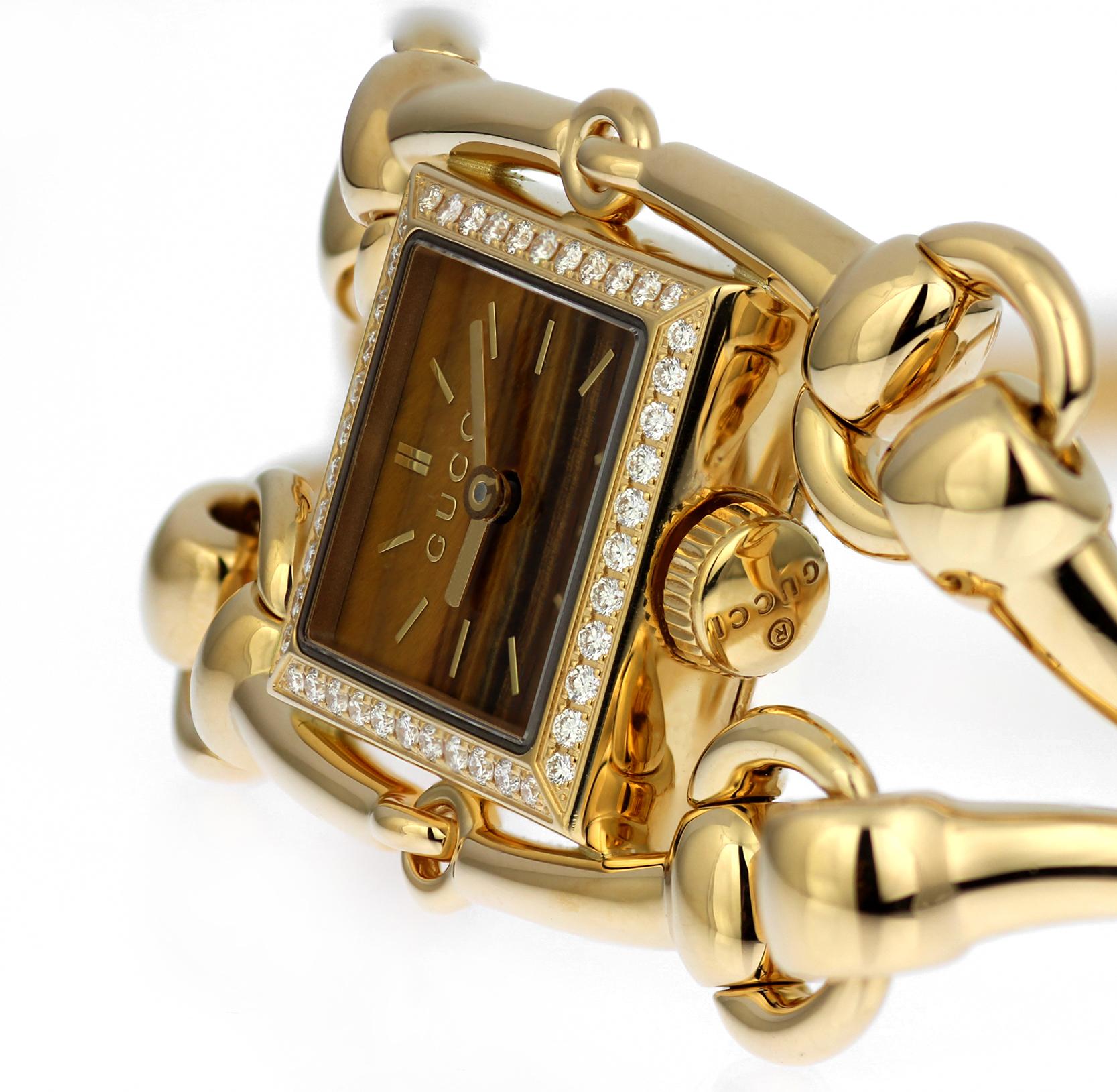 Modern Gucci Diamond Logo Signature Signoria 18-K Yellow Gold Watch, High Jewelry