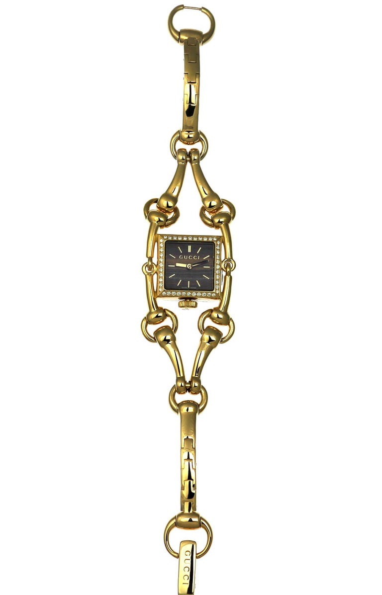 Gucci Diamond Logo Signature Signoria 18-K Yellow Gold Watch, High Jewelry For Sale 3