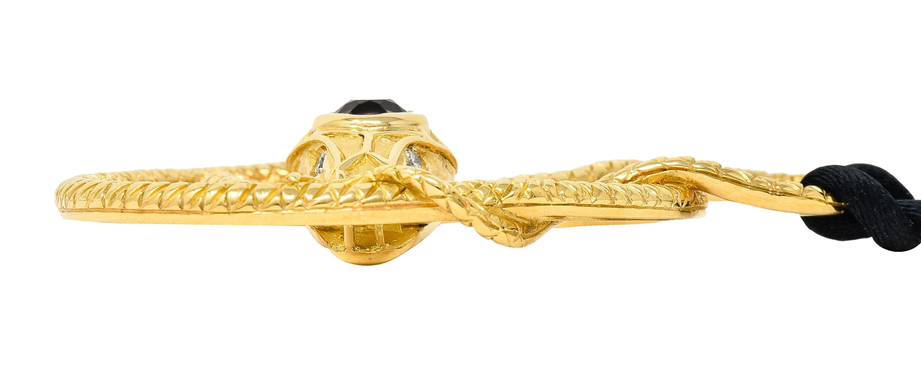 Gucci Diamond Silk Cord 18 Karat Yellow Gold Snake Pendant Necklace For Sale 2
