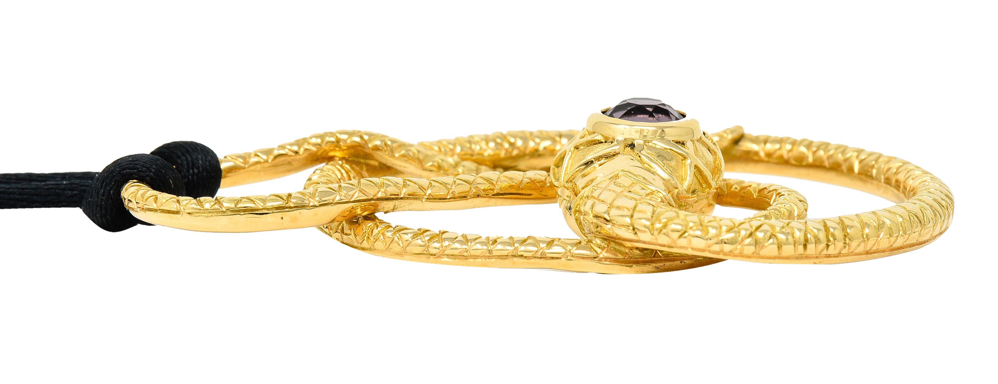Gucci Diamond Silk Cord 18 Karat Yellow Gold Snake Pendant Necklace For Sale 3