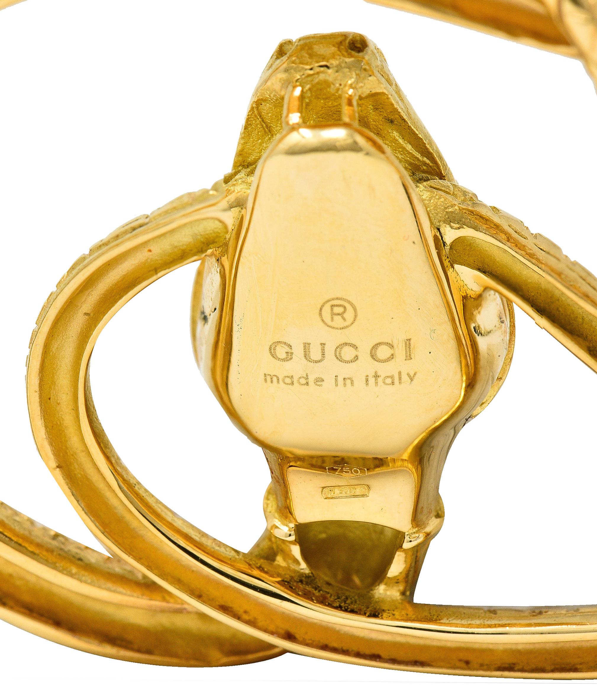 Women's or Men's Gucci Diamond Silk Cord 18 Karat Yellow Gold Snake Pendant Necklace For Sale