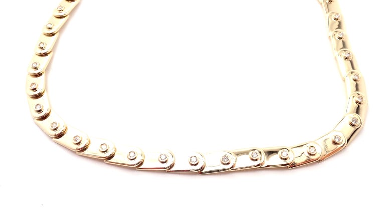 Gucci Diamond Tennis Yellow Gold Necklace For Sale at 1stDibs