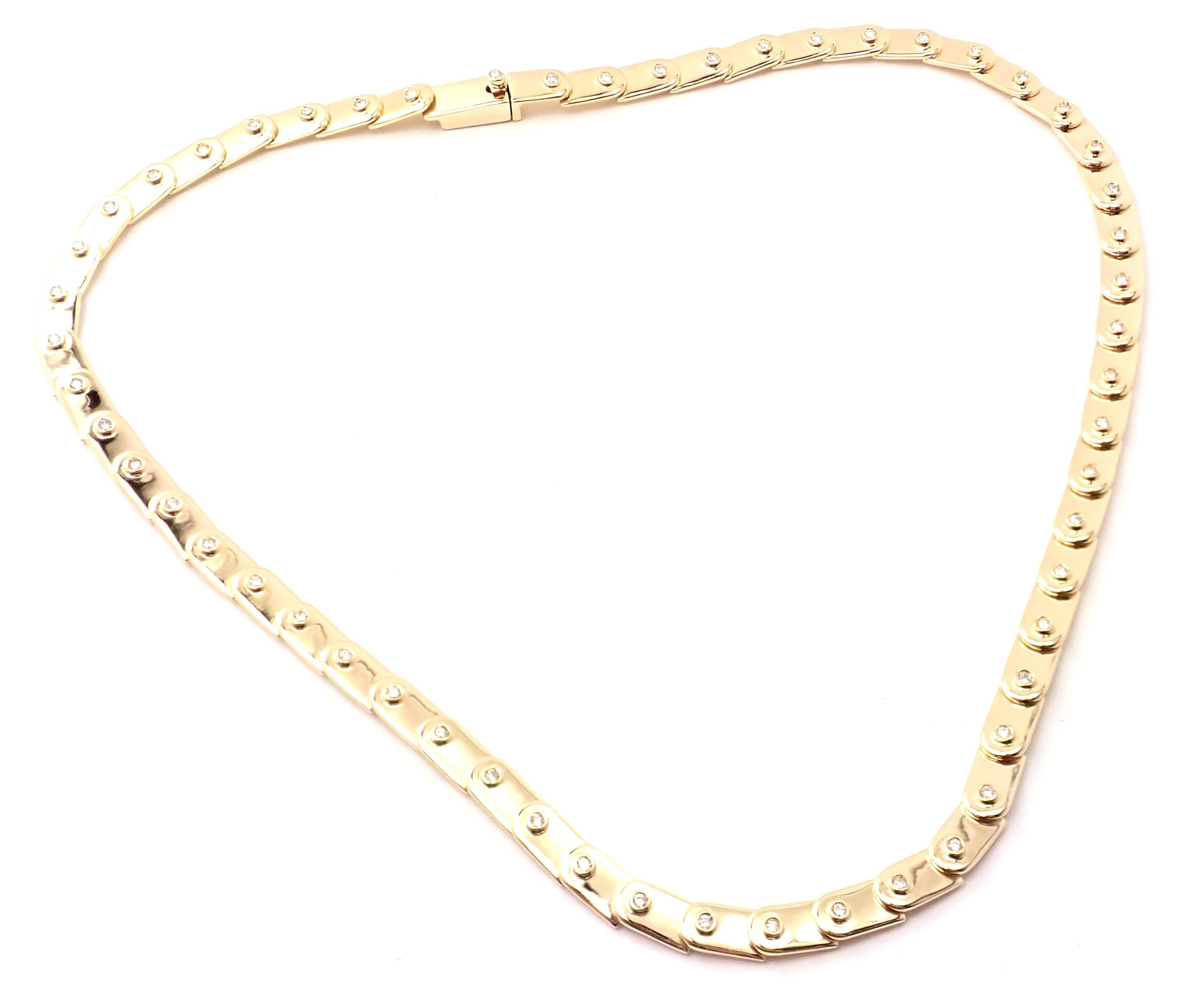 Brilliant Cut Gucci Diamond Tennis Yellow Gold Necklace For Sale