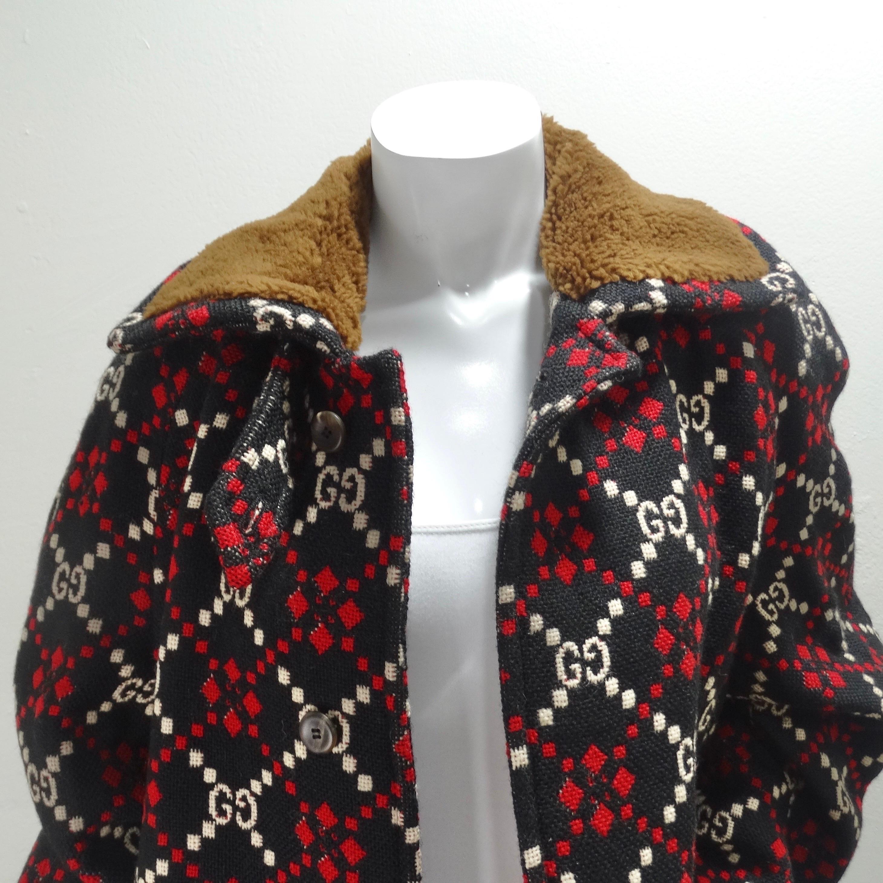 Gucci Diamond Wool GG Logo Mantel mit übergroßem Cape für Damen oder Herren im Angebot