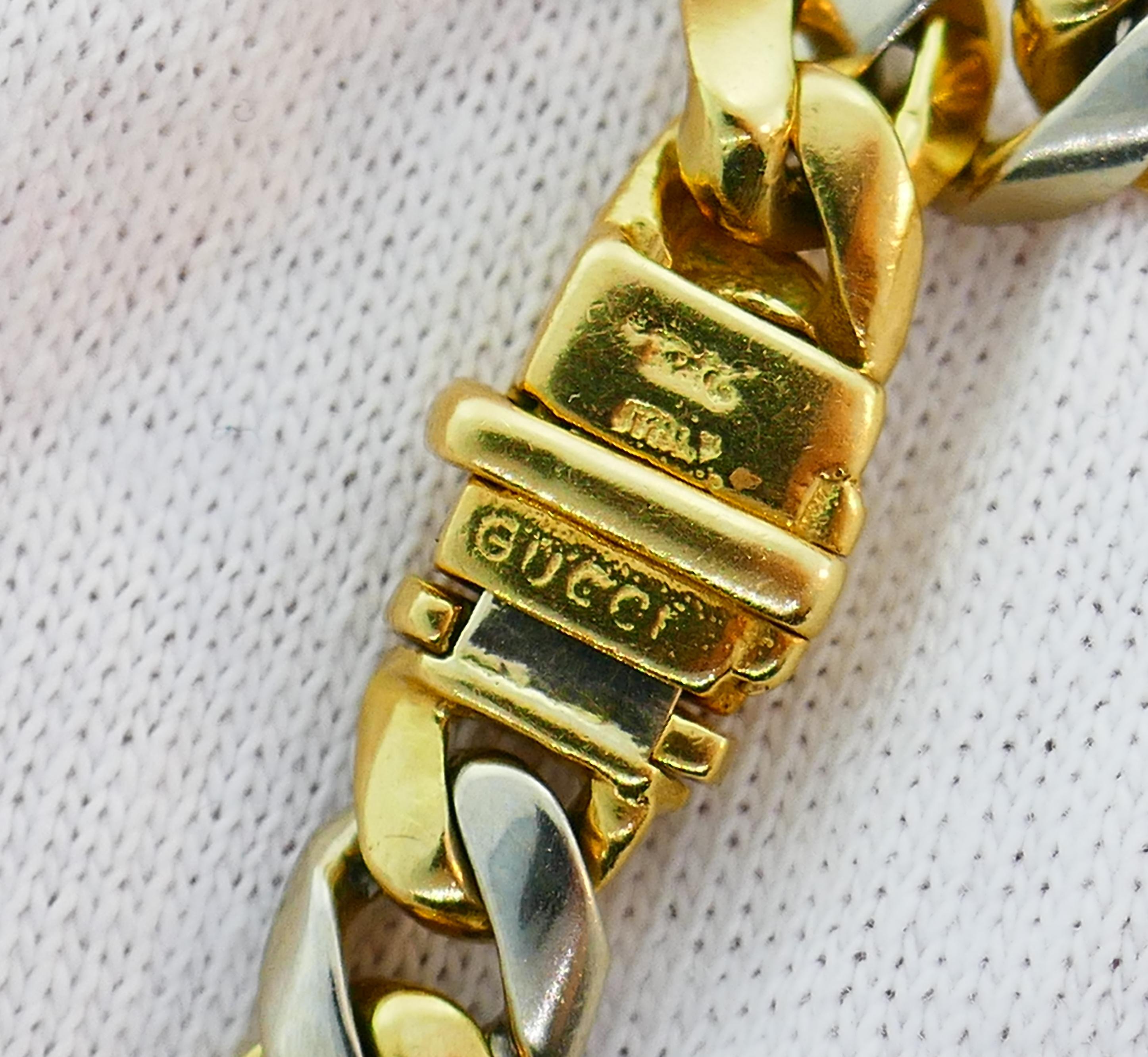 Gucci Diamond Yellow Gold Chain Link Bracelet, 1980s 1